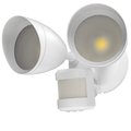 Sunlite LED Round IP65 Rated Dual-Head Round Wall Mount Flood Light Fixture With Motion Sensor 5000K 88909-SU